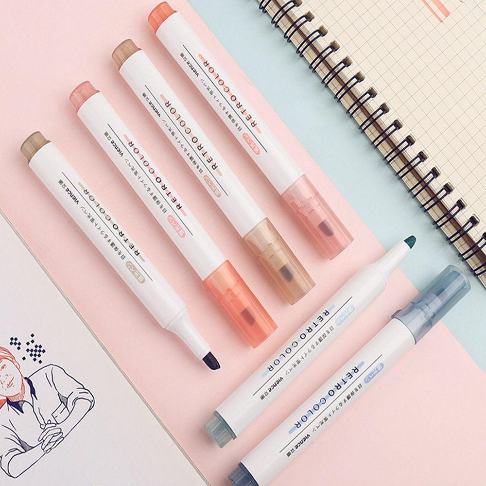PISTACHIO New Highlighter Retro Color Pen Marker Morandi Color Light Color Writing Student Soft Tip