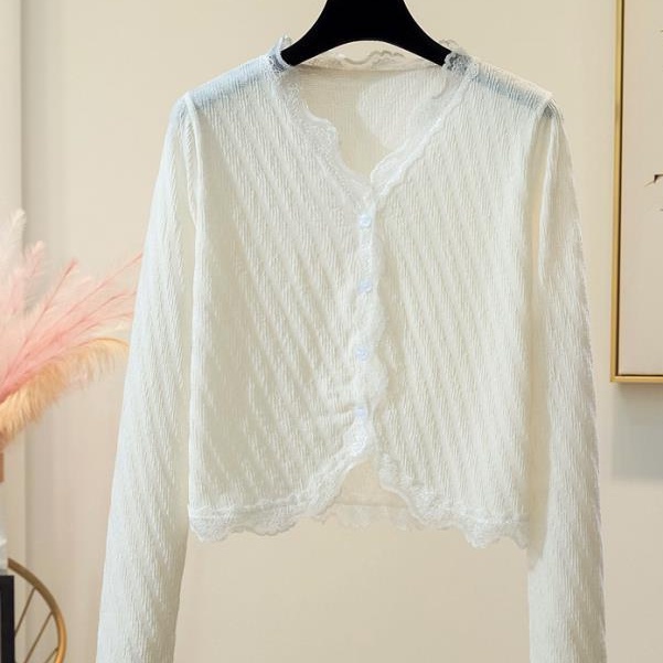 Áo Khoác Cardigan Ren Mỏng Tay Dài Chống Nắng Thời Trang Mùa Hè Cho Nữ