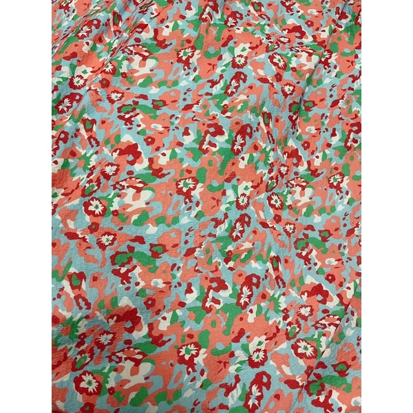 vải đũi nhăn cotton mềm mại co giãn hình khối cam xanh