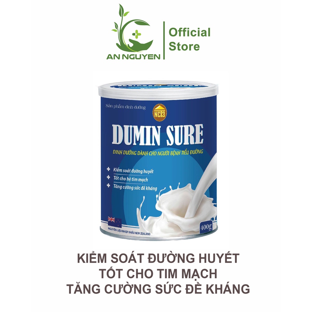 Sữa Bột Cho Người Tiểu Đường Dumin Sure -Kiểm Soát Đường Huyết,- Nguyên Liệu nhập khẩu New Zealand- Hộp 400g