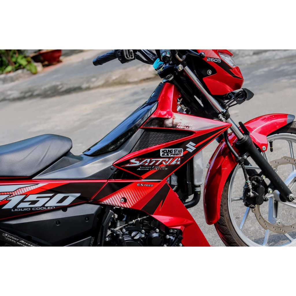 Tem Rời Dán Xe Raider FI Mẫu Đỏ Đen Trắng Chữ Satria F150 Cực Hot, Hàng 3 Lớp Chất Lượng Cao