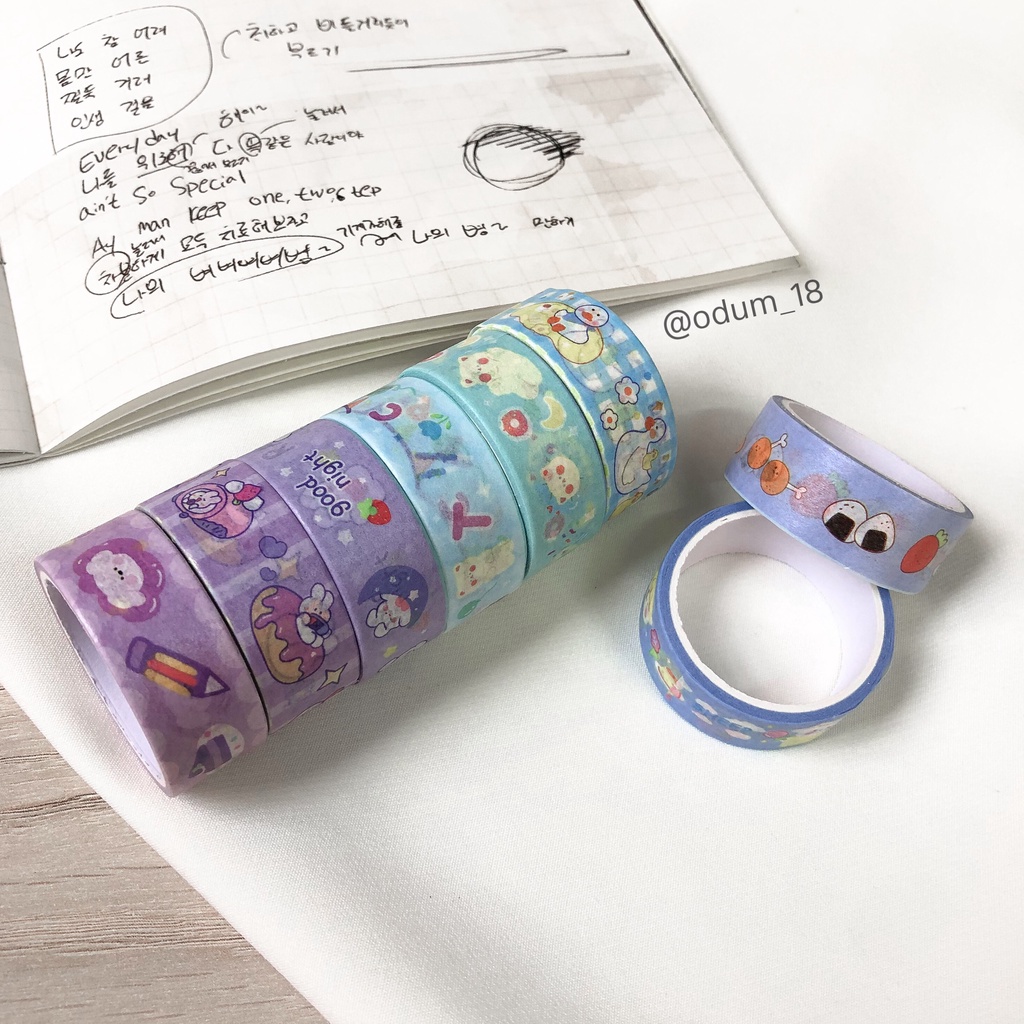 Băng keo washi tape giấy họa tiết đáng yêu 1.5cm x 3m giao ngẫu nhiên