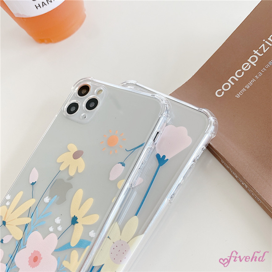 Ốp điện thoại silicon mềm trong suốt họa tiết hình hoa cho iPhone SE 2020 11 Pro Maxx Xs Max Xr 8 7 6 6s Plus | BigBuy360 - bigbuy360.vn