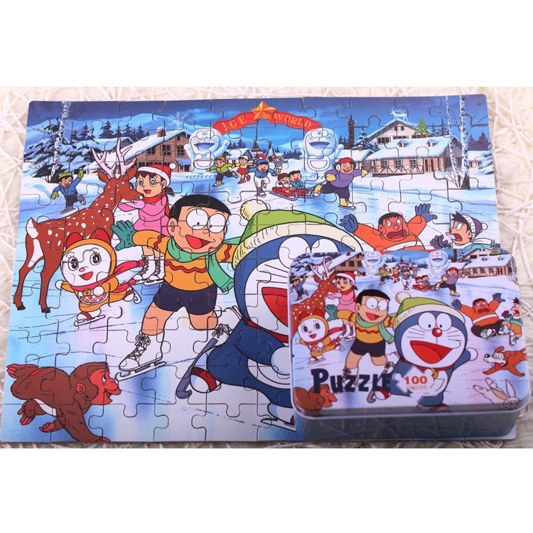 Ghép hình PUZZLE 100 Mảnh Hộp thiếc nhiều mẫu đẹp