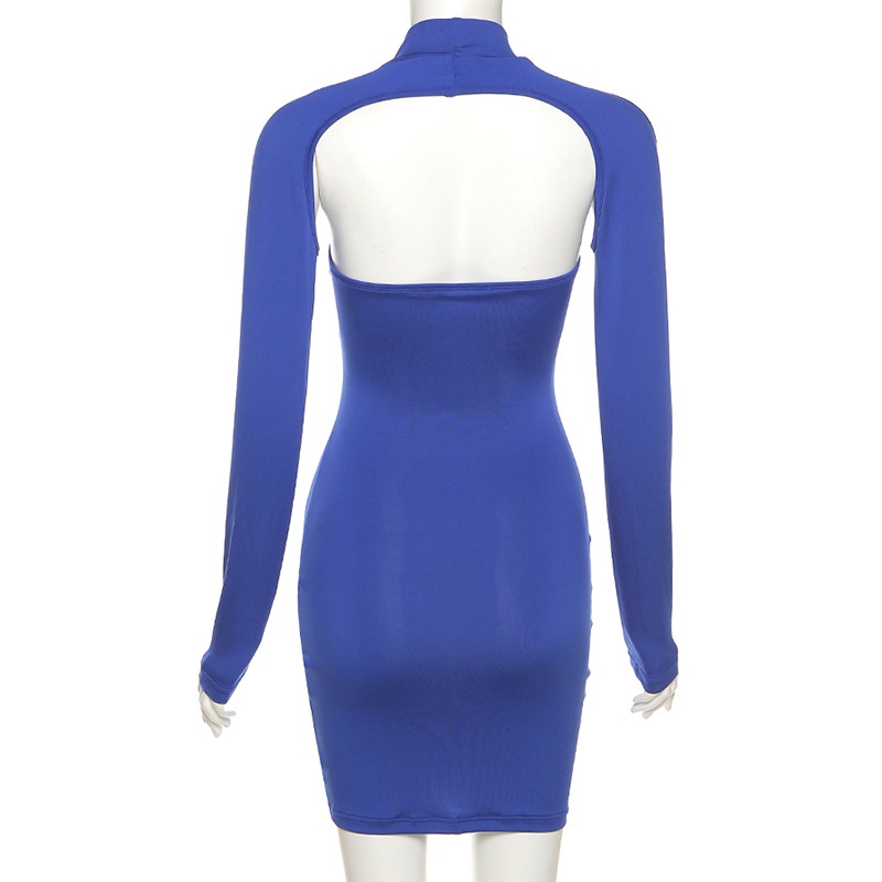 DUNEA Đầm ôm tay dài thiết kế khoét lỗ hở lưng thời trang quyến rũ cho nữ