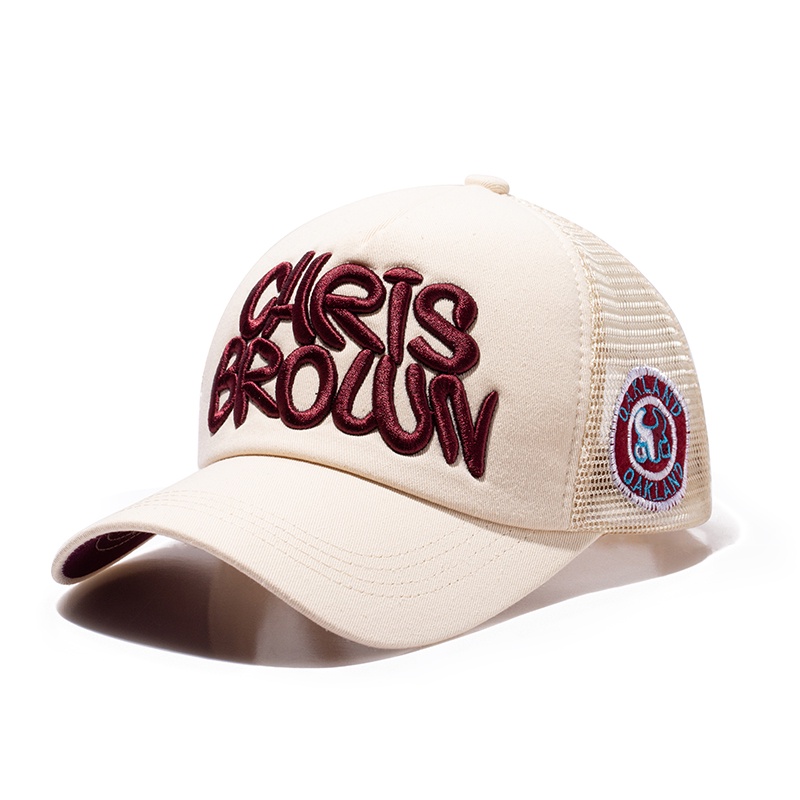 Mũ Lưỡi Trai Phối Lưới Mỏng Thêu Họa Tiết Màu Hồng Thời Trang Mùa Hè Thoáng Khí Cho Nữ