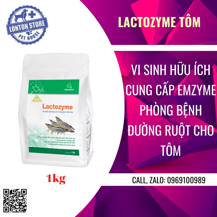 VEMEDIM Lactozyme tôm, hỗ trợ hệ tiêu hóa và hấp thu dưỡng chất cho tôm, gói 1kg - Lonton store