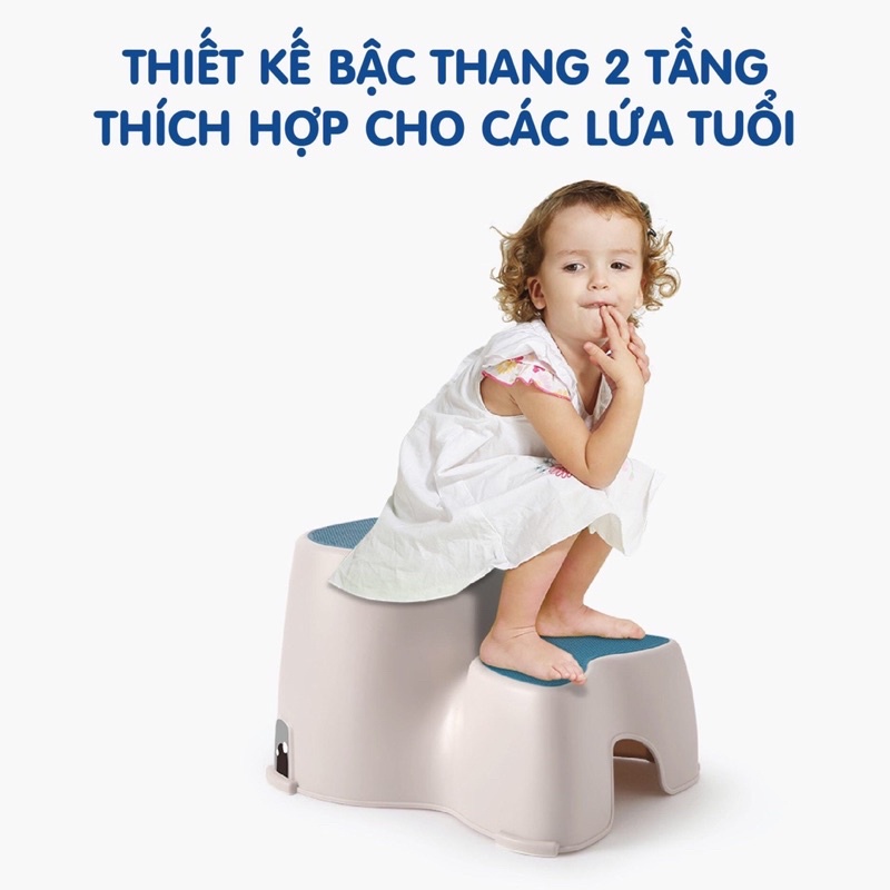 Ghế bậc kê chân ngồi toilet Holla dành cho bé, hàng chắc chắn, chống chơn trượt, an toàn khi các con tự giác vệ sinh