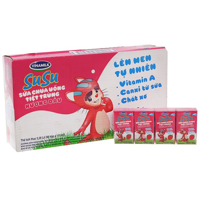 Thùng sữa chua uống Vinamilk Susu 110ml (48 hộp) các vị