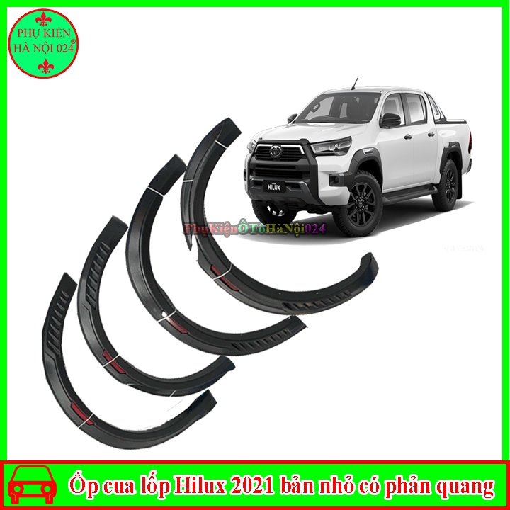 Bộ ốp cua lốp xe ô tô Hilux 2021 bản nhỏ mẫu phản quang trang trí bảo vệ lốp xe