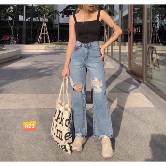 QUẦN JEAN RÁCH ỐNG RỘNG CÁ TÍNH🎯mã 023