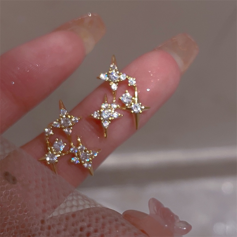 Bông Tai Mạ Bạc 925 Đính Đá Zircon Xinh Xắn Cho Nữ