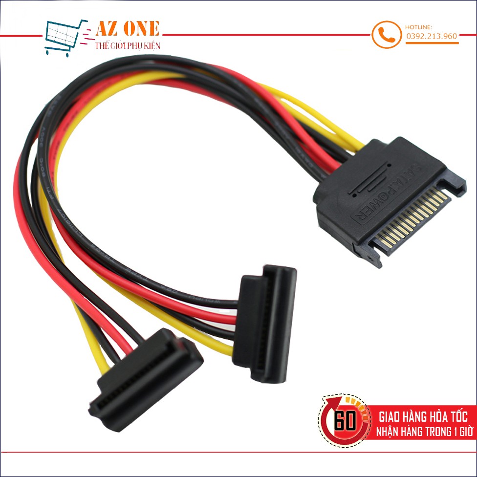 Cáp Chia Nguồn Sata 1 Ra 2 Bẻ Góc 90 Độ