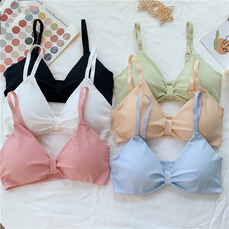 [RẺ VÔ ĐỊCH] Áo bra nữ len tăm hình nơ thể thao âng ngực - Áo bralette coton mềm không gọng mút mỏng Y27