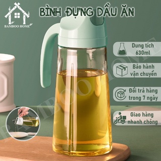 Bình đựng dầu ăn thủy tinh  nắp tự động đóng mở khi rót chống rò rỉ sử dụng tiện lợi - Bamboo Home