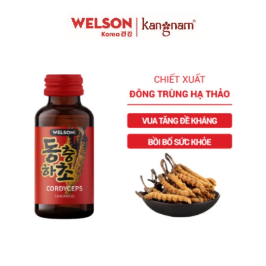 Nước Uống Đông Trùng Hạ Thảo Welson Cordyceps Hộp 10 chai 75ml/chai