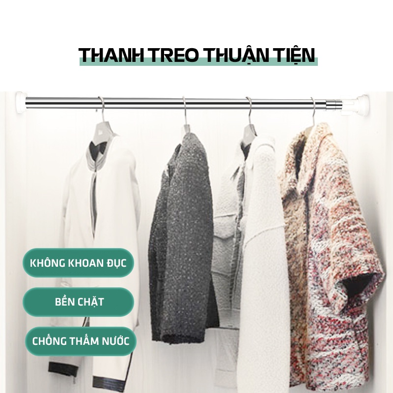 Thanh treo rèm nhà tắm, rèm cửa, thanh treo tủ quần áo phơi đồ inox