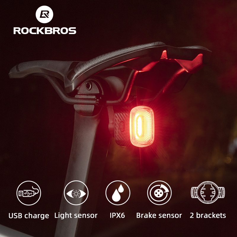 Đèn LED chiếu hậu tín hiệu thắng ROCKBROS IPX6 thiết kế thông minh cho xe đạp