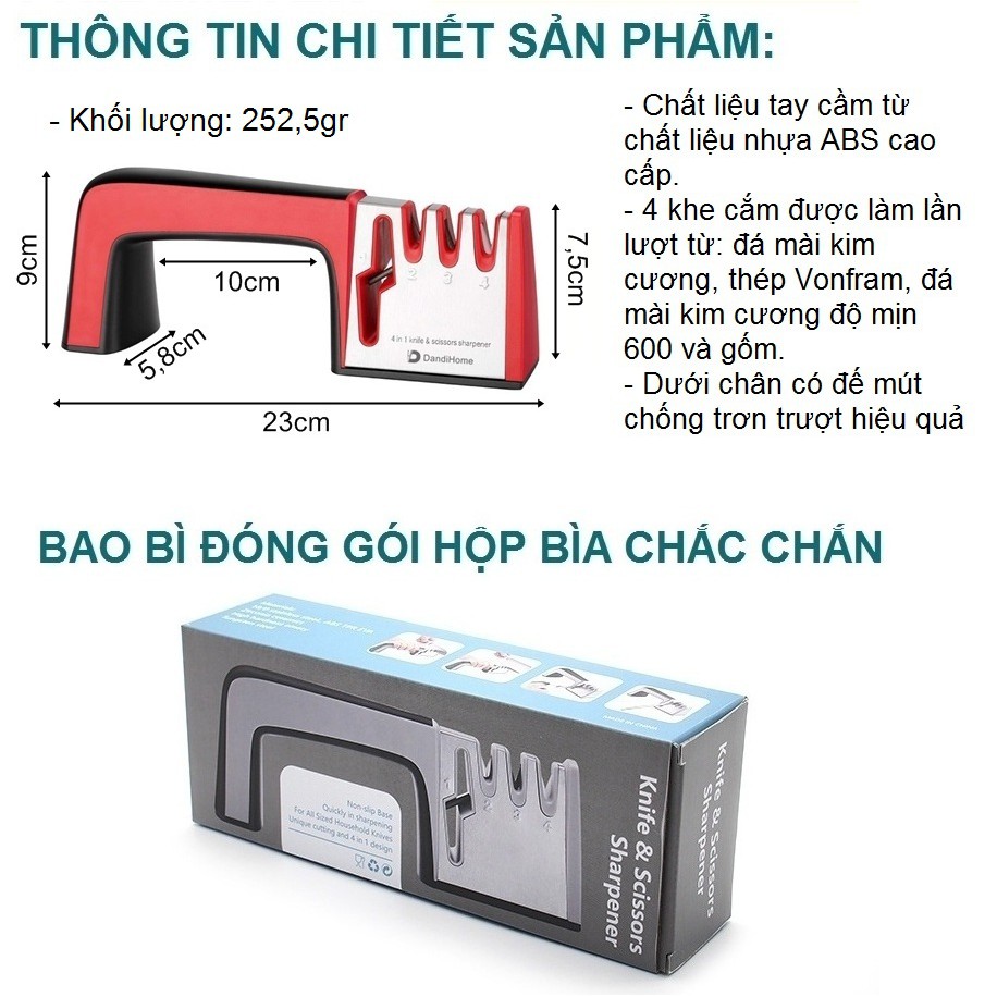 Dụng cụ mài dao kéo đa năng 4 trong 1 DandiHome