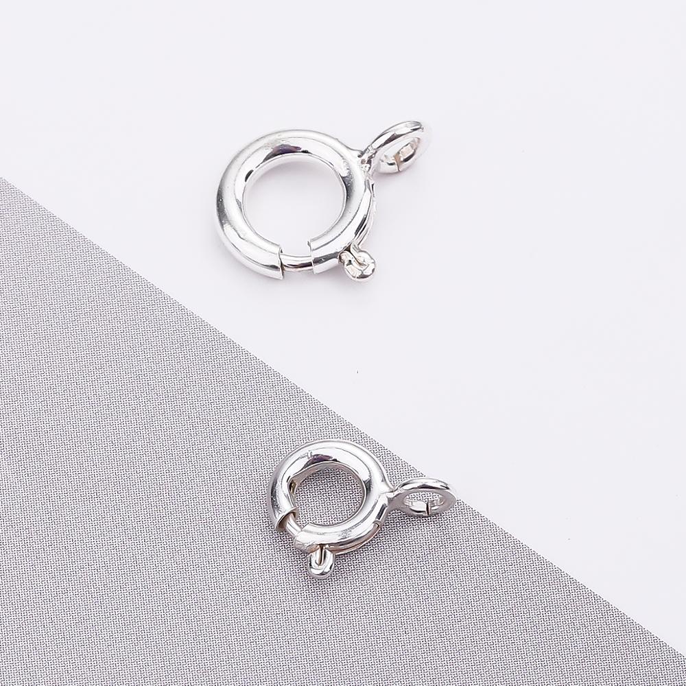 Khóa lò xo Beadia mạ bạc 925 dạng vòng hở có lò xo dùng làm vòng đeo tay/dây chuyền