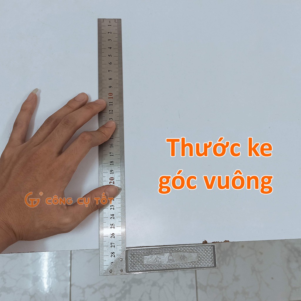 Thước ke góc vuông 30cm thép lò xo chống mòn rỉ số vạch khắc chìm