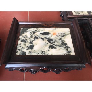 Khay trà gỗ mun mặt đá sang trọng