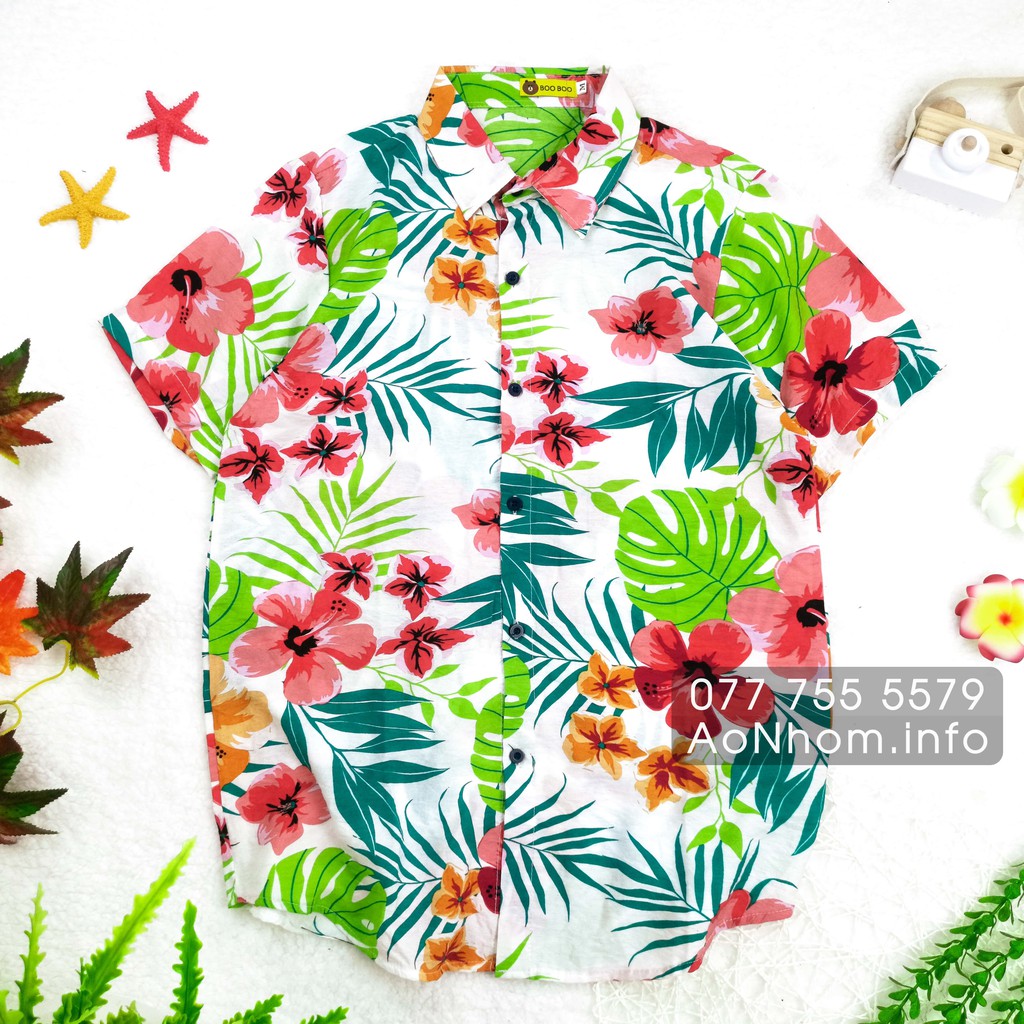 Áo Sơ Mi Đi Biển Vải Mềm Mát Có Đủ Size ★ Hoa dăm bụt | BigBuy360 - bigbuy360.vn