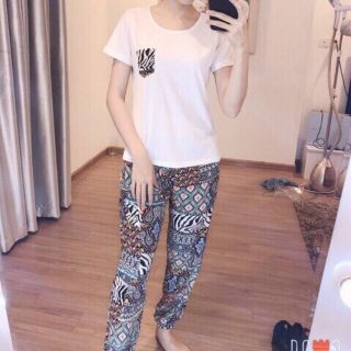 Set áo cotton quần đũi lanh