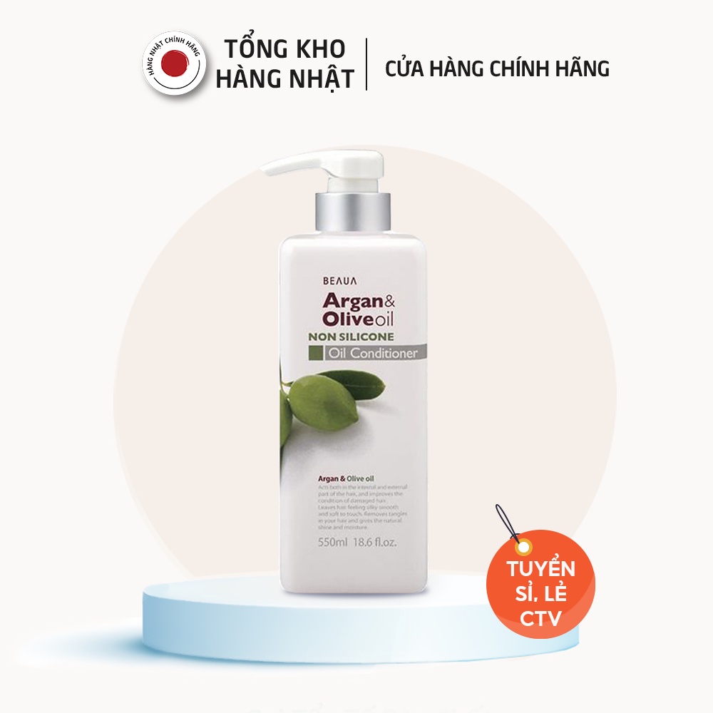 Bộ Dầu Gội, Xả Beaua Chiết Xuất Dầu Olive & Argan Nhật Bản 550ml