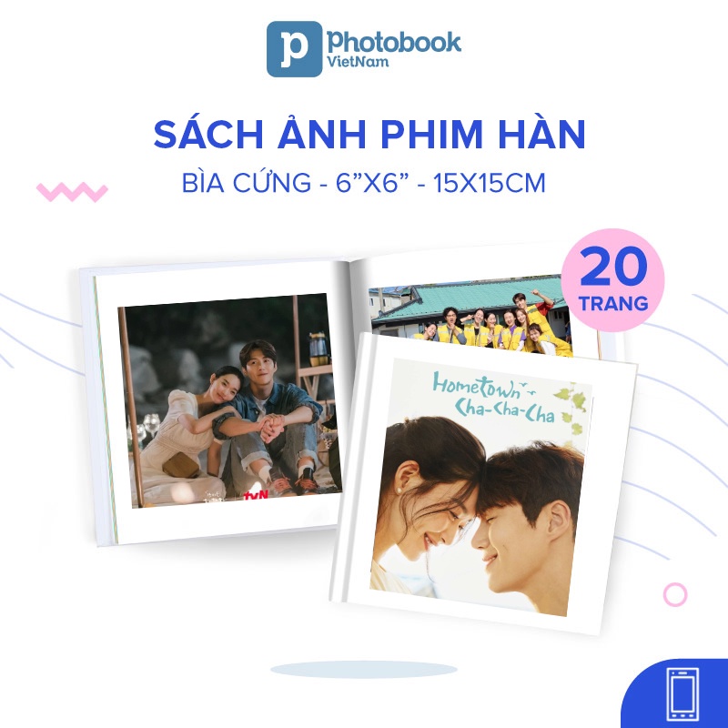 [Toàn Quốc][E-voucher] In sách ảnh phim bìa cứng 20 trang 6” x 6” (15 x 15cm) - Thiết kế trên app Photobook