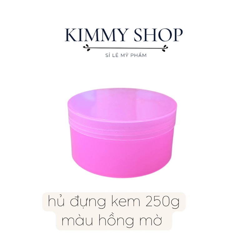 hủ nhựa đựng kem 250g trong mờ màu trắng và hồng