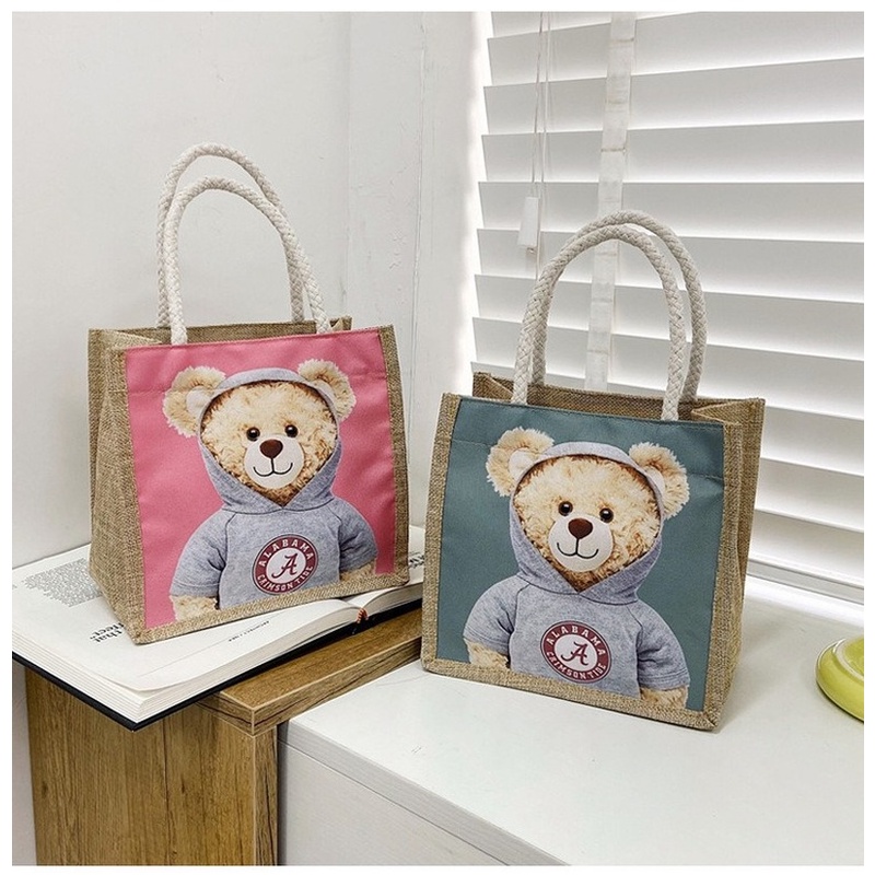 Túi tote Vải Lanh mini In Họa Tiết Hoạt Hình Phong Cách Nhật Bản Thời Trang Cho Nữ