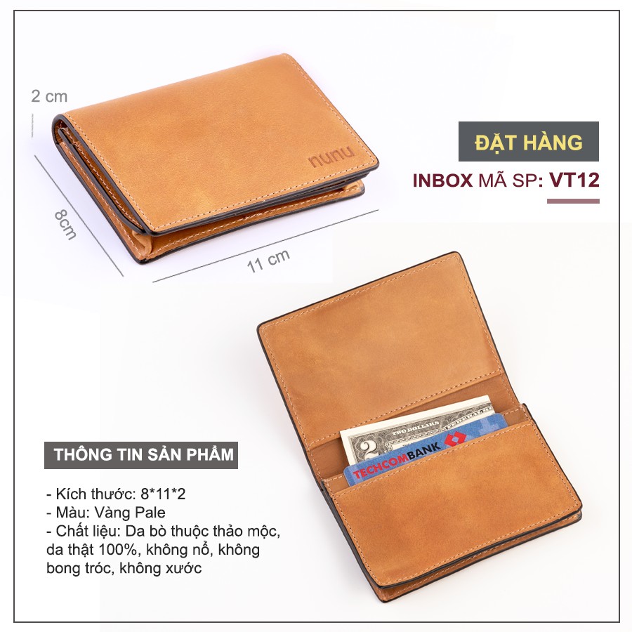 [Da Thật-Giá Sỉ] Ví Đựng Thẻ - Ví Da Nam Nữ da bò thật 100% kích thước mini đựng thẻ ATM tiện dụng VT0