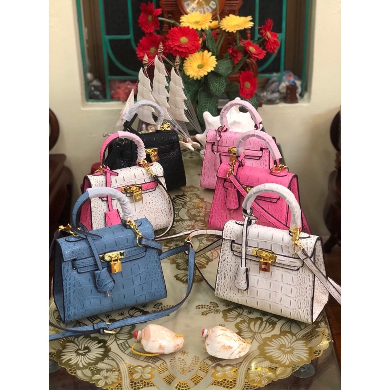 túi Hm kelly sz 21 dáng cao dập vân cá xấu