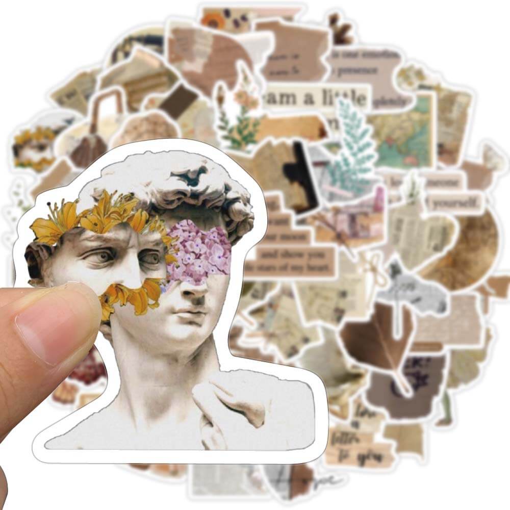 Bộ 52 Miếng Dán Vinyl PVC Chống Thấm Nước Dùng Trang Trí Vali / Laptop / Ván Trượt / Ván Trượt / Xe Đạp Phong Cách Vintage