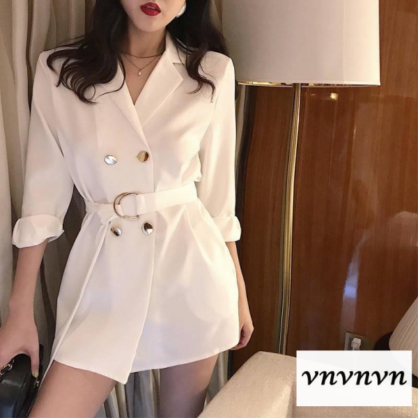 Thời Trang Nữ Áo Khoác Nữ Dài Tay Cổ Bẻ Form Dài Thời Trang