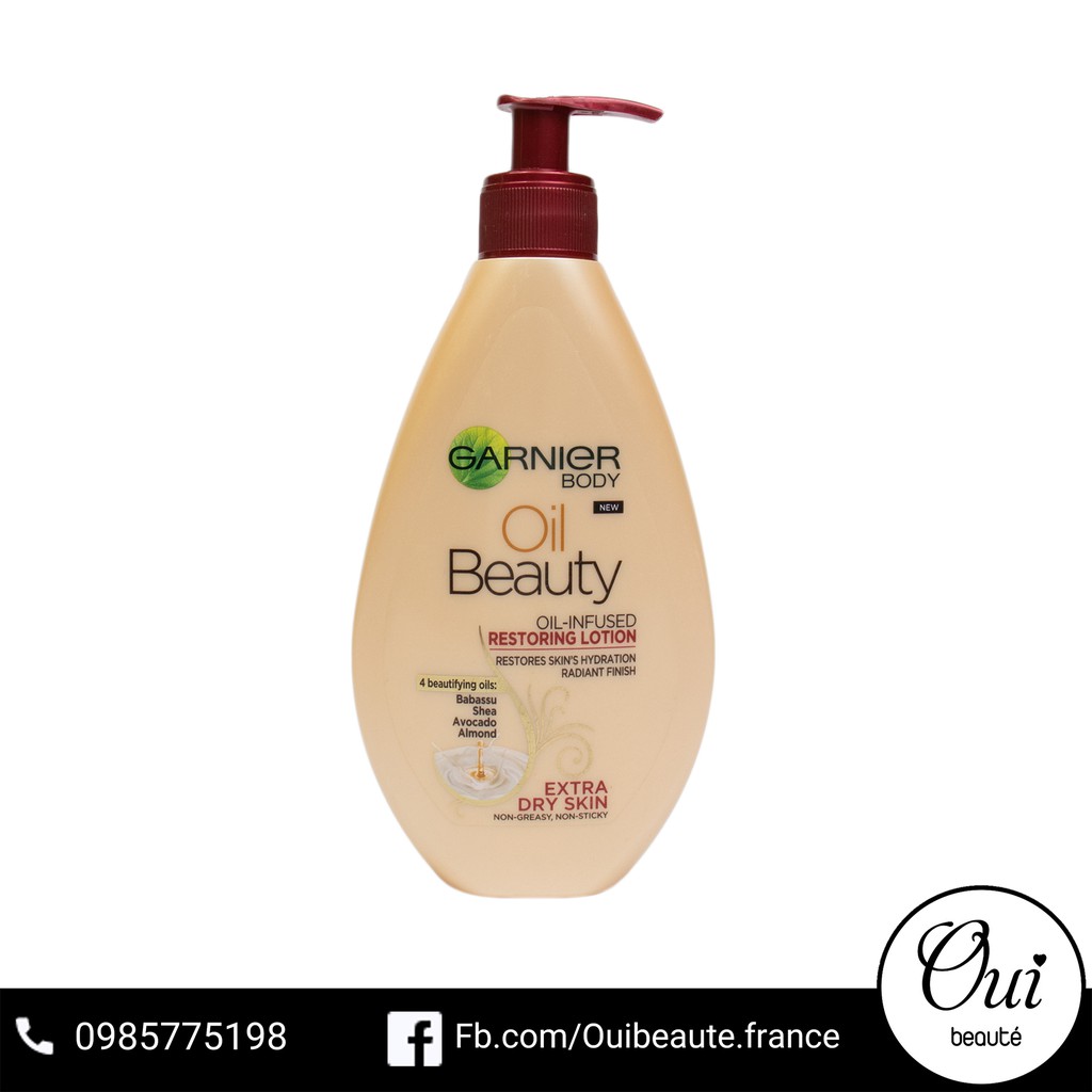 Dầu dưỡng thể Garnier Body Oil Beauty Extra Dry Skin Restoring Lotion 250ml Ouibeaute | BigBuy360 - bigbuy360.vn