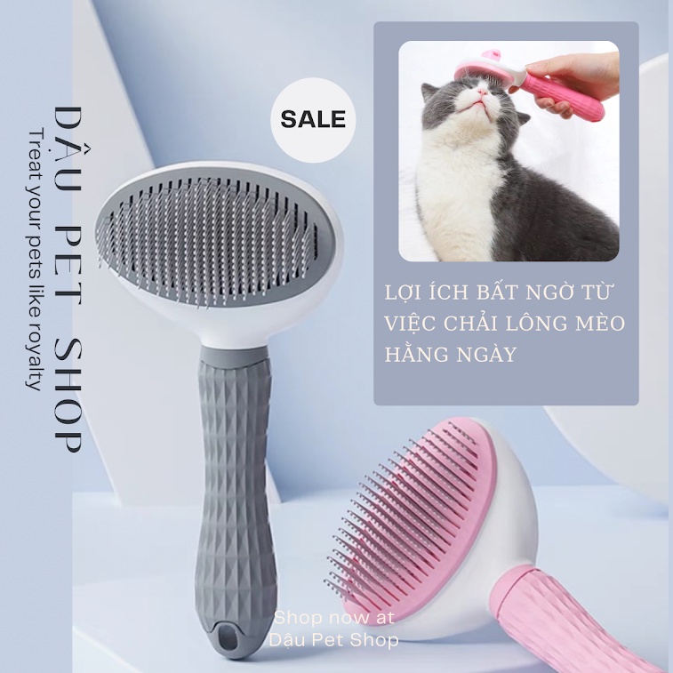 [Mã PET50K giảm Giảm 10% - Tối đa 50K đơn từ 250K] Lược chải lông thú cưng cao cấp có nút bấm gỡ