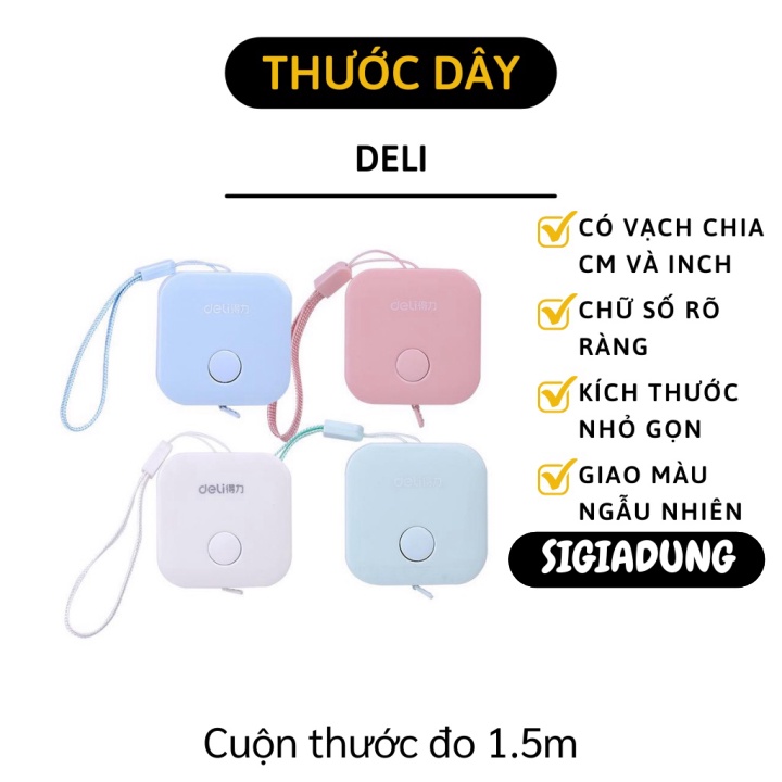 [SGD] Thước Dây - Thước Dây Cuộn Rút Thu Tự Động  Deli Tiện Lợi 150cm, Đo Số Đo Cơ Thể 8501