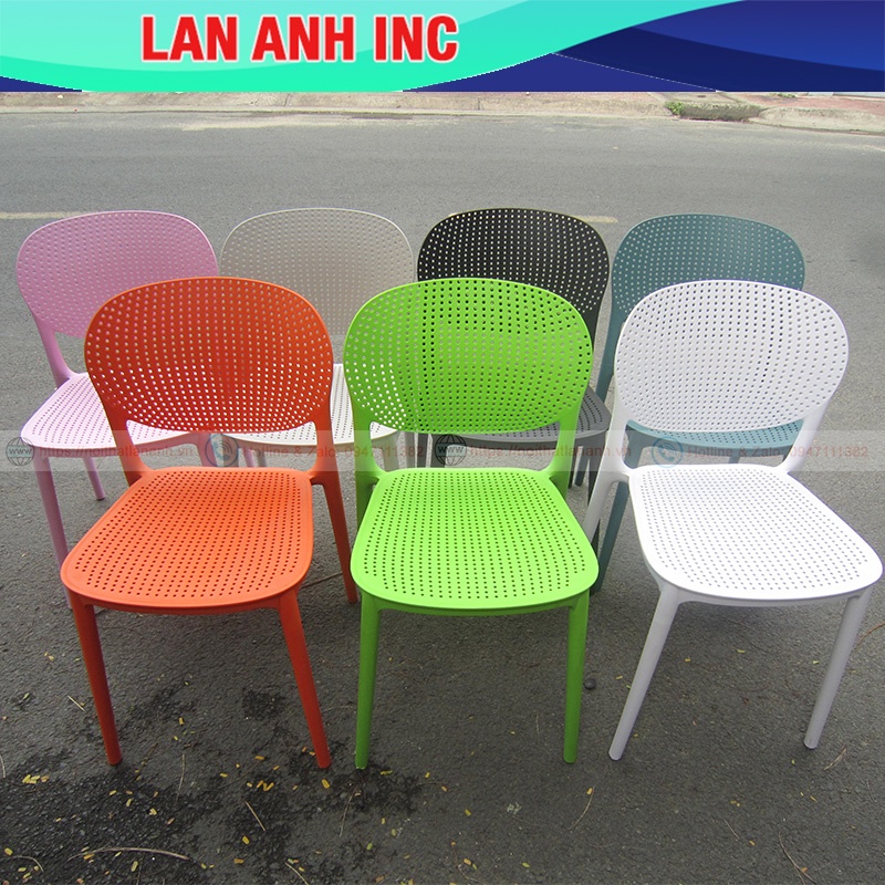 ♞Ghế nhựa cafe văn phòng bàn ăn cao cấp đúc nguyên khối tựa lưng xếp chồng giá rẻ LA1007