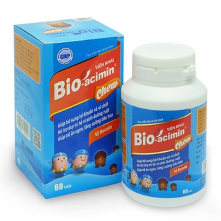 Viên nhai vị socola Bio-acimin Chew - 60 viên - Giúp trẻ ăn ngon, tăng cường tiêu hoá