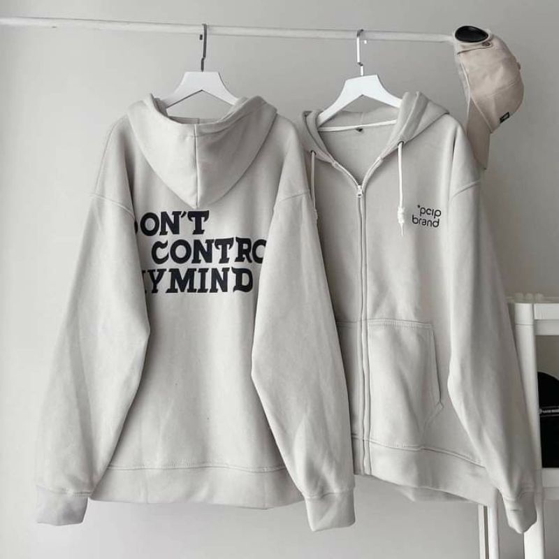 Áo khoác nỉ kéo in chữ PCIP màu xám khói unisex ảnh thật SSSTore (nam,nữ)
