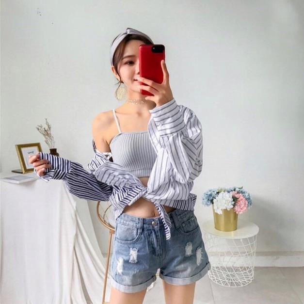[Giá sỉ] [SiÊU RẺ ĐẸP] Áo Bra Cotton 2 Dây Gân Tăm Trẻ Trung 809