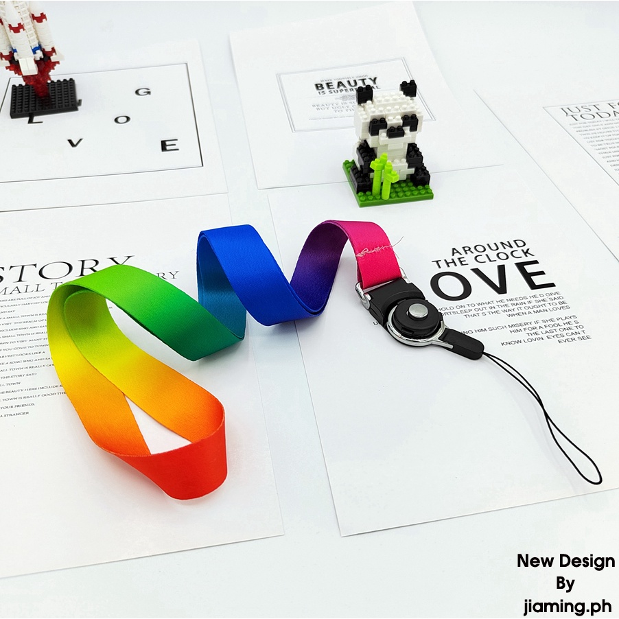 Dây Đeo Cổ 2 Trong 1 Bản Rộng Màu Cầu Vồng Có Khóa Xoay Có Thể Tháo Rời