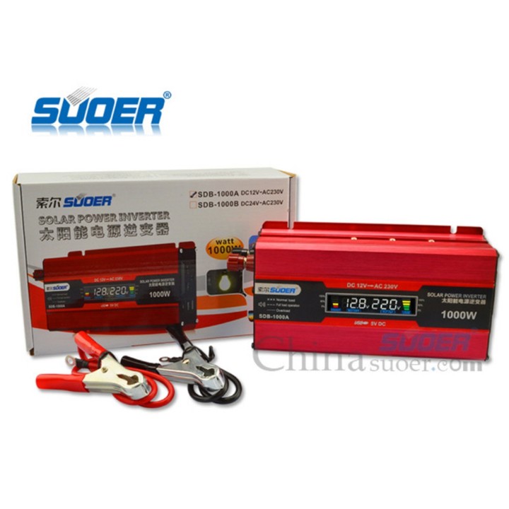 Inverter kích điện 12V lên 220V 1500W SUOER SDB-D1500A có màn hình hiển thị