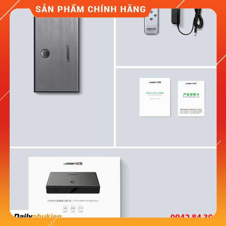 Bộ gộp HDMI 2.0 3 vào 1 hỗ trợ 4K2K Ugreen 50709 dailyphukien