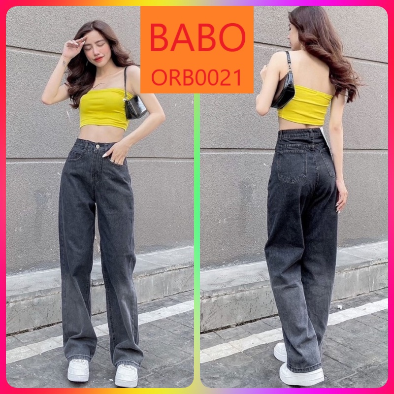 QUẦN JEANS ỐNG RỘNG NỮ LƯNG CAO LOANG MÀU XÁM TRẮNG CHÂN CAO CẤP BABO
