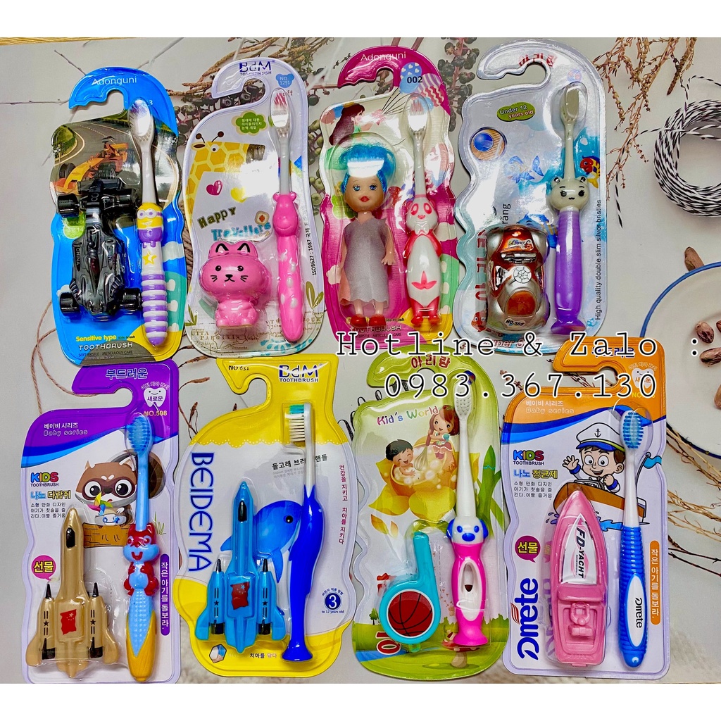 Sỉ 1 Hộp 12 Chiếc bàn chải trẻ kèm quà tặng đủ mẫu