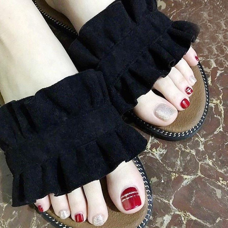 Bộ 24 Móng Chân Giả Siêu Hot Chống Nước Phong Cách Hàn Quốc F001-F009