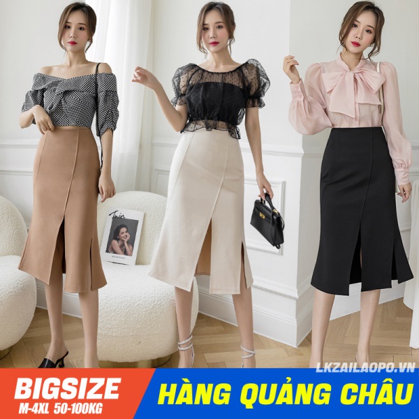 BIGSIZE (S-5XL) Chân váy nữ công sở đuôi cá lưng cao dáng ôm xẻ tà quyến rũ thời trang Phong cách Hàn Quốc - Chân váy nữ bút chì cạp cao - quảng châu cao cấp